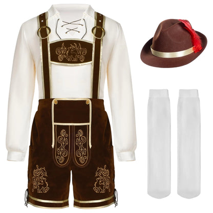 Spooktacular Creations Men’s German Bavarian Oktoberfest Costume Set, Beer Costume Hat for Adults Halloween and Beer Festival Dark Brown X-Large