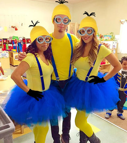 Halloween Costume for Adult Women,Goggles/Yellow Beanie/Blue Dress/Suspenders/Gloves Halloween Costume Accessories