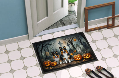 Sheltie Spooky Halloween Doormat