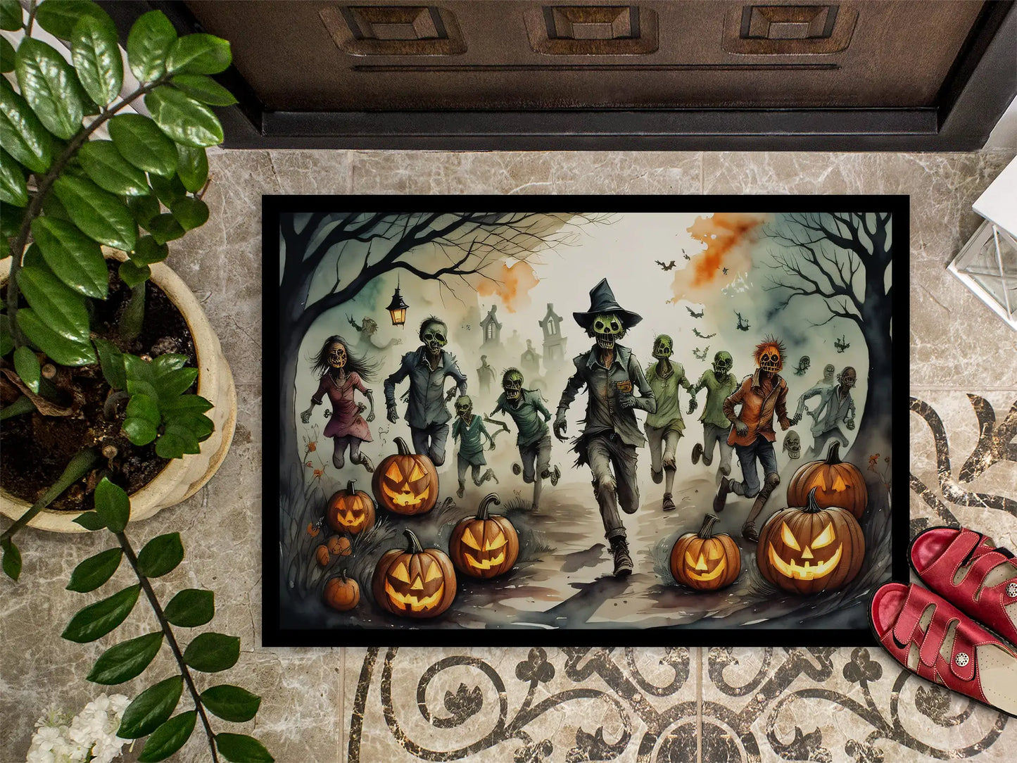 Zombies Spooky Halloween Doormat