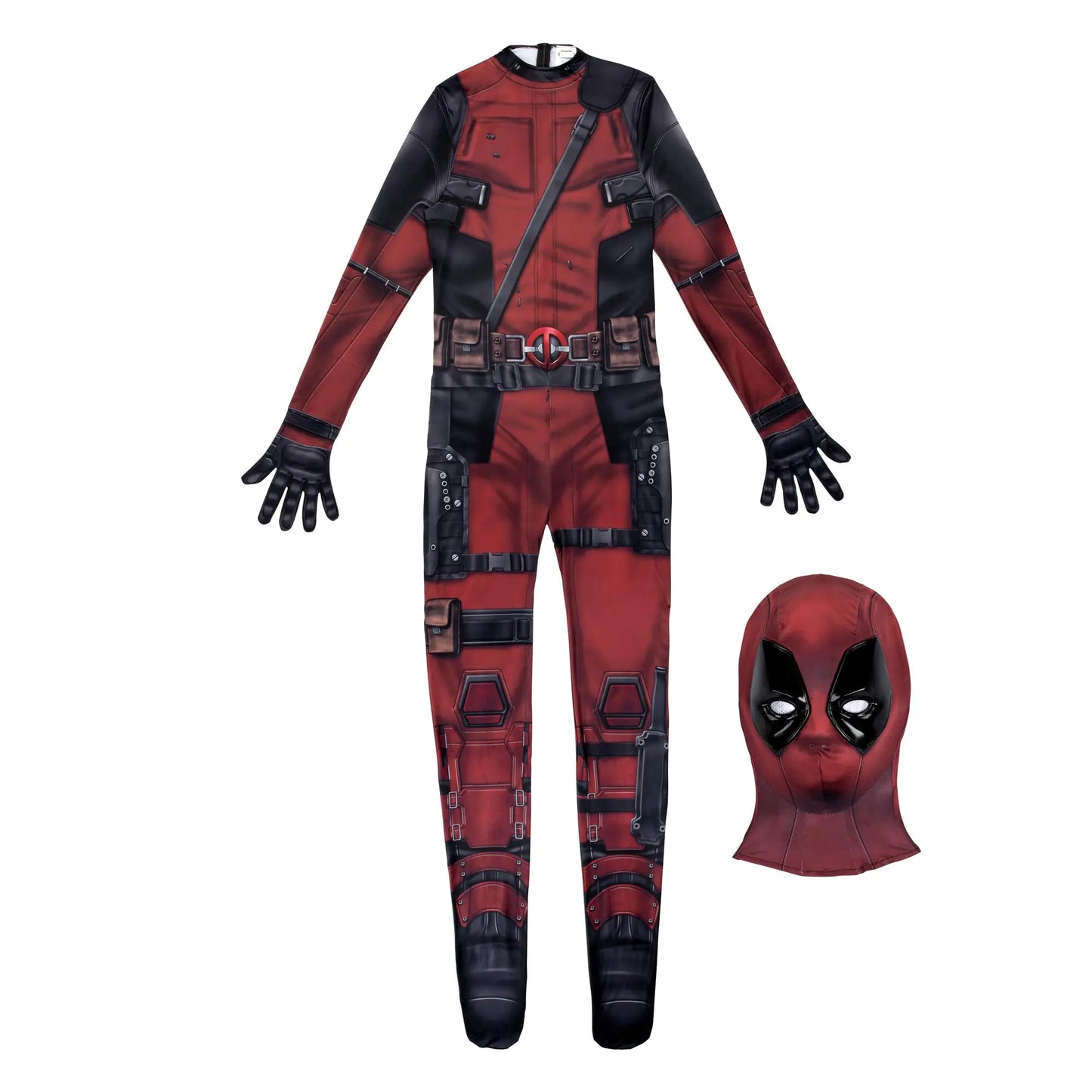 MARVEL Deadpool Official Adult Deluxe Zentai Halloween Costume - Stretch Spandex with Wrist Slits Extra Small