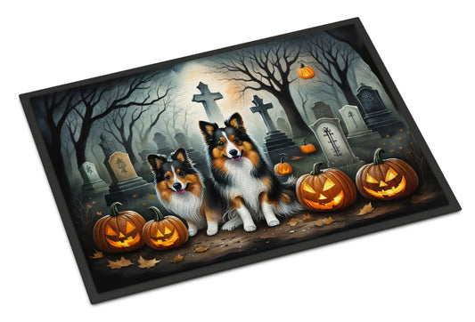 Sheltie Spooky Halloween Doormat