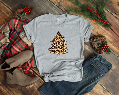 Leopard Christmas Tree Shirt, Christmas Shirts