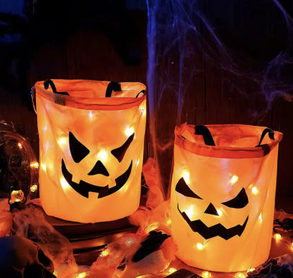 LED Halloween Pumpkin Candy Bucket – Collapsible Trick-or-Treat Basket