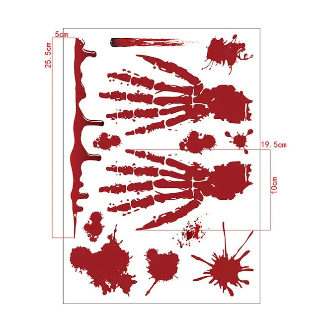 Halloween Bloody Handprints Wall Stickers