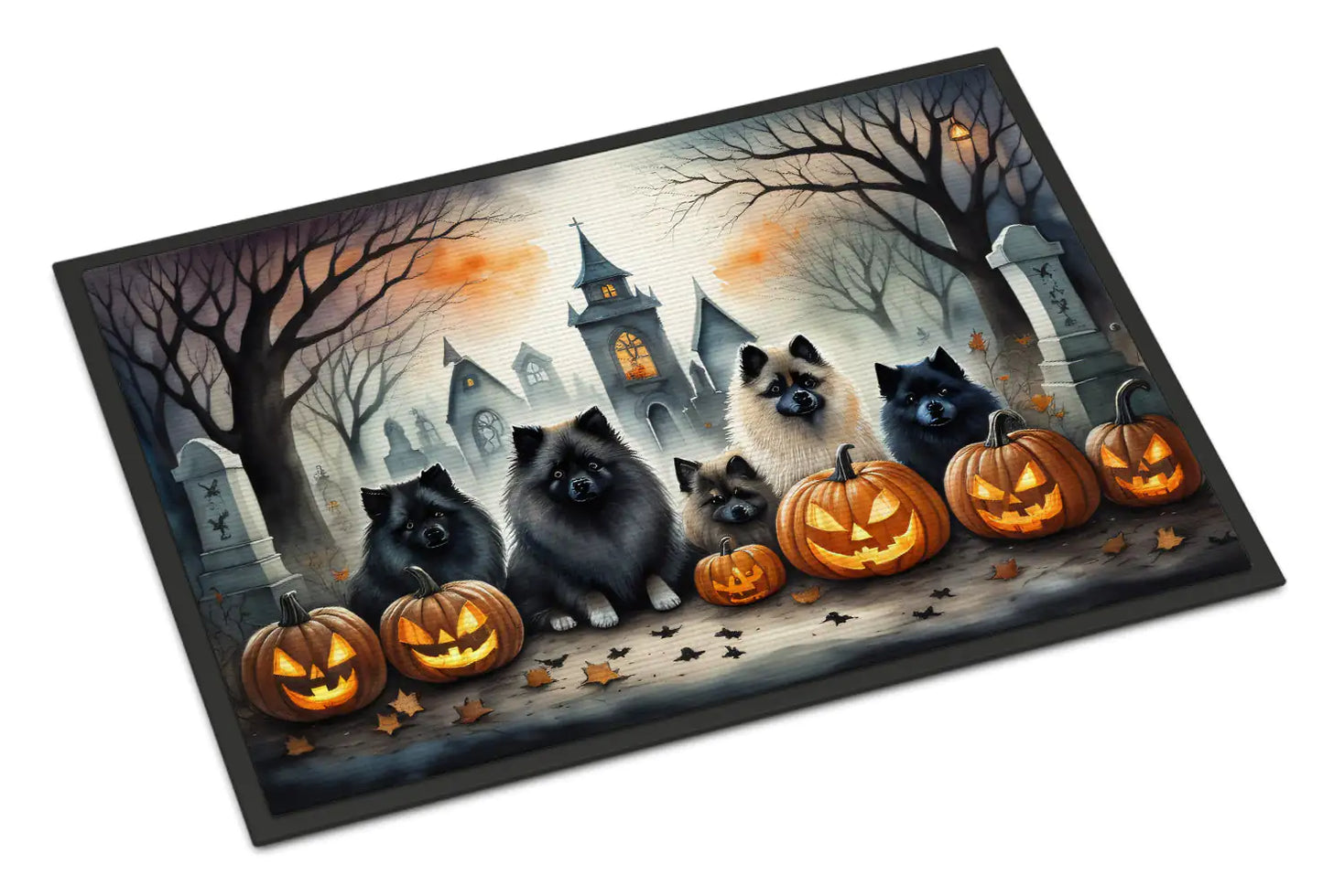 Keeshond Spooky Halloween Doormat