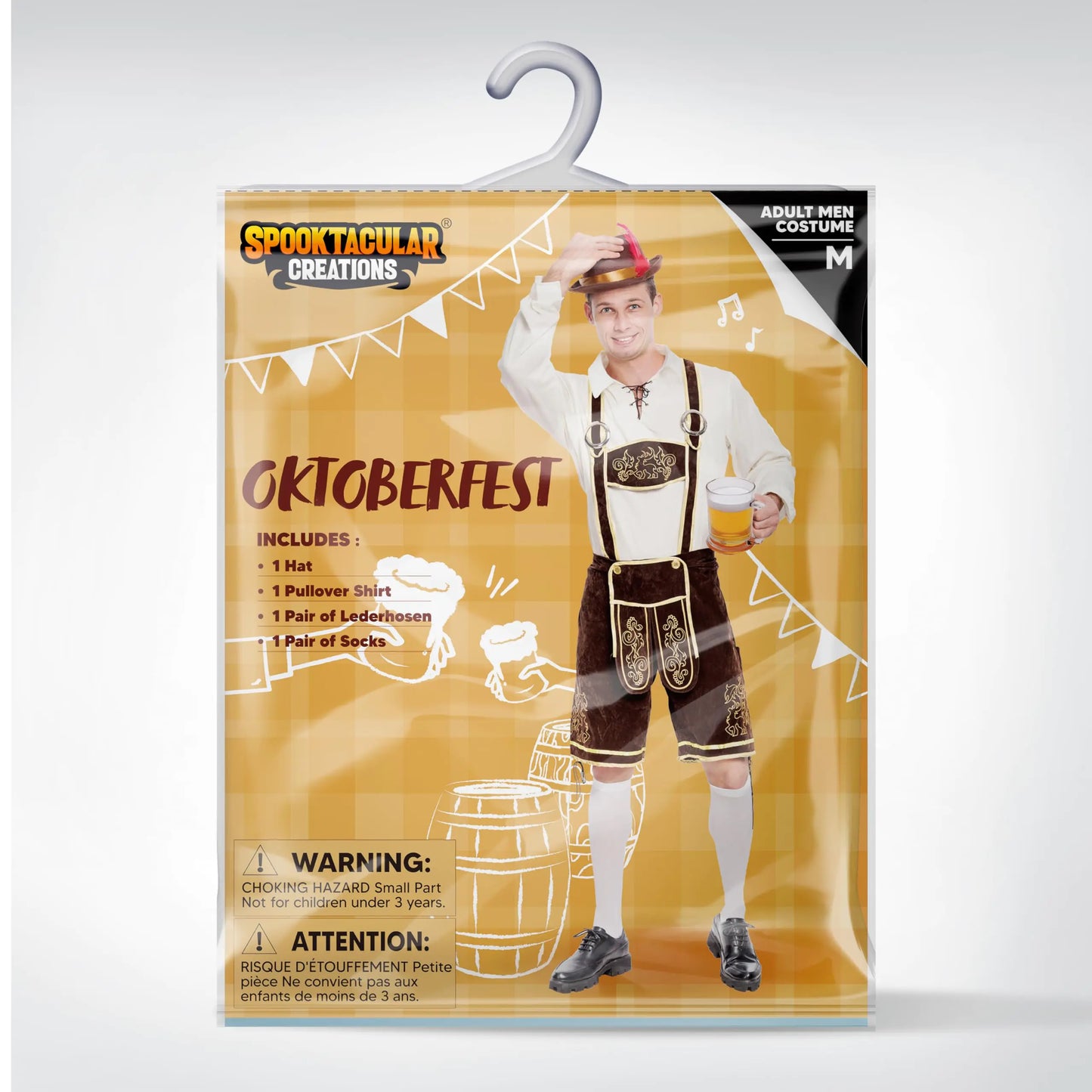 Spooktacular Creations Men’s German Bavarian Oktoberfest Costume Set, Beer Costume Hat for Adults Halloween and Beer Festival Dark Brown X-Large