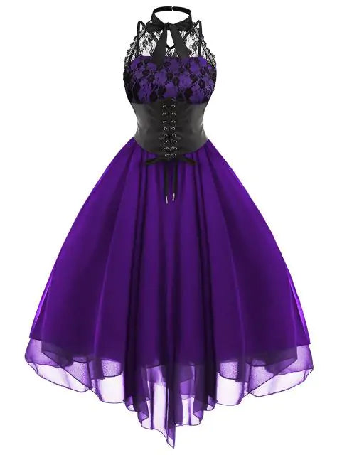 Halloween Lace Chiffon Patchwork Sleeveless